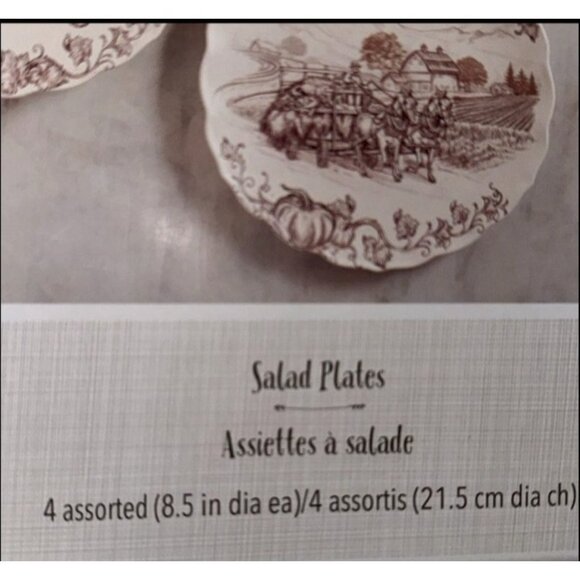 Set Of 4 Pier 1 Imports Farm Scene Salad Plates - Picture 3 of 6